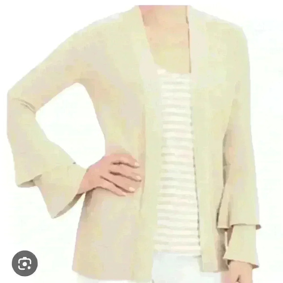 J. Crew Tiered Ruffle Bell Sleeve Tan Cardigan - M - Picture 1 of 8